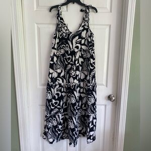 Isabel by Ingrid + Isabel Black White Floral Gauze Maxi Dress Tie Strap Size M